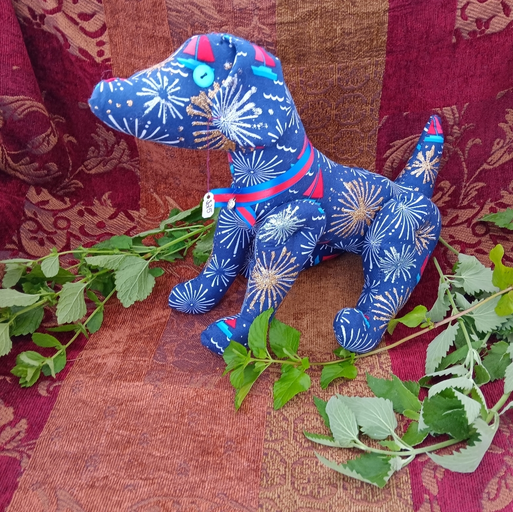 Handmade Plush Dog "Fireworks" Large - Picture 8 of 9